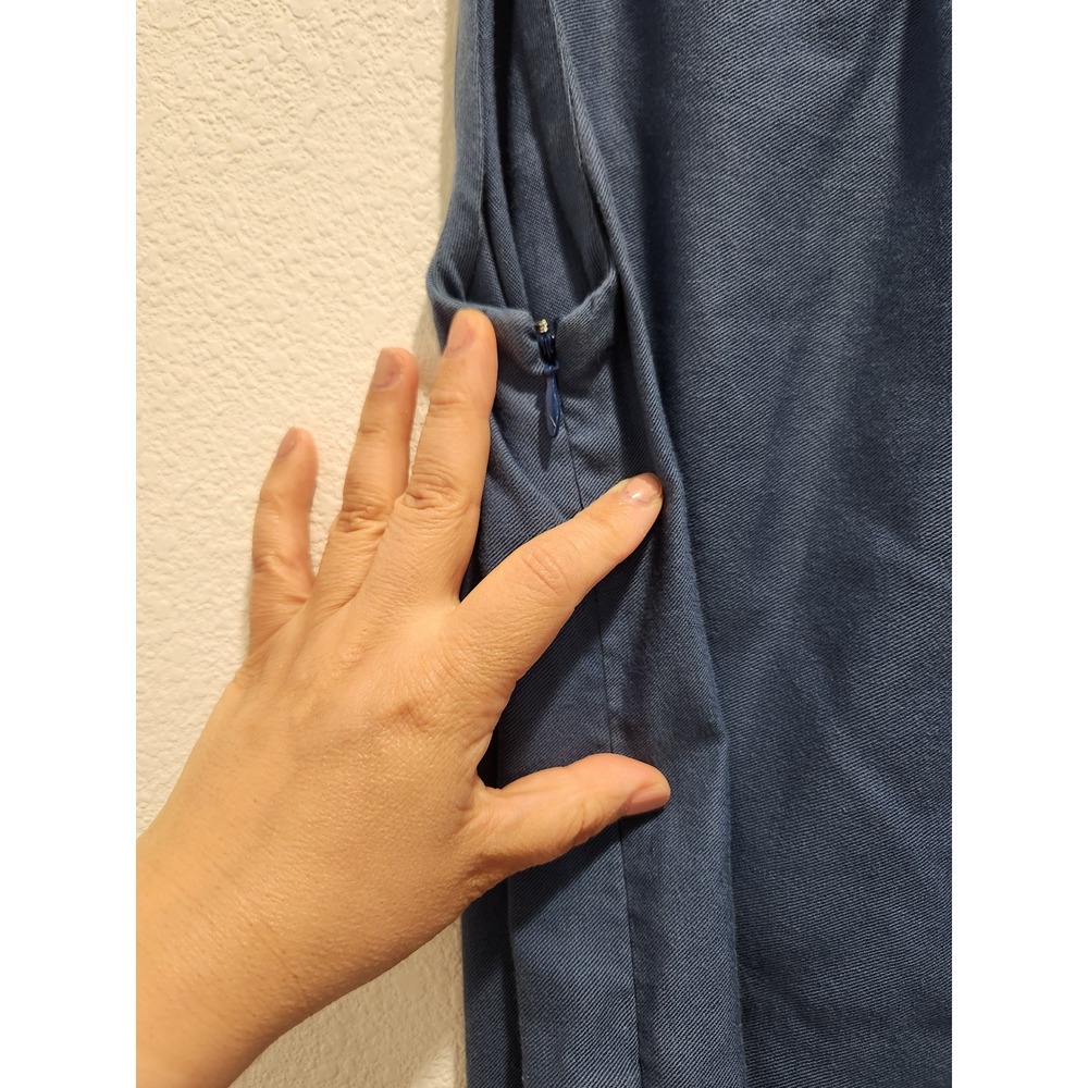Agnona Italy Blue Linen Cotton Sleeveless Sheath Dress Size 40 Luxury‎ - Picture 7 of 11